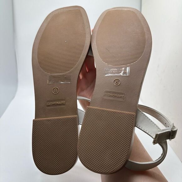 CUSHIONAIRE Women's one band sandal +Memory Foam 8 WHITE - Picture 5 of 7